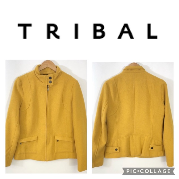 Tribal Jackets & Blazers - TRIBAL Marigold Wool Blend Jacket Coat Zippered with Satin Lining 6